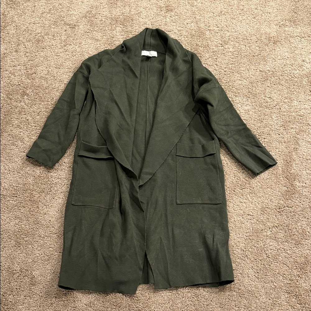 Olive Green Women's Sweater Cardigan by Design (L)